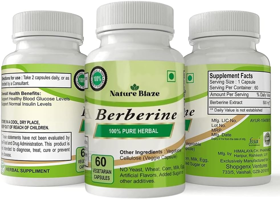 Ayurvedic Berberine Capsules by Nature Blaze - 120 Capsules for Natural Health Support