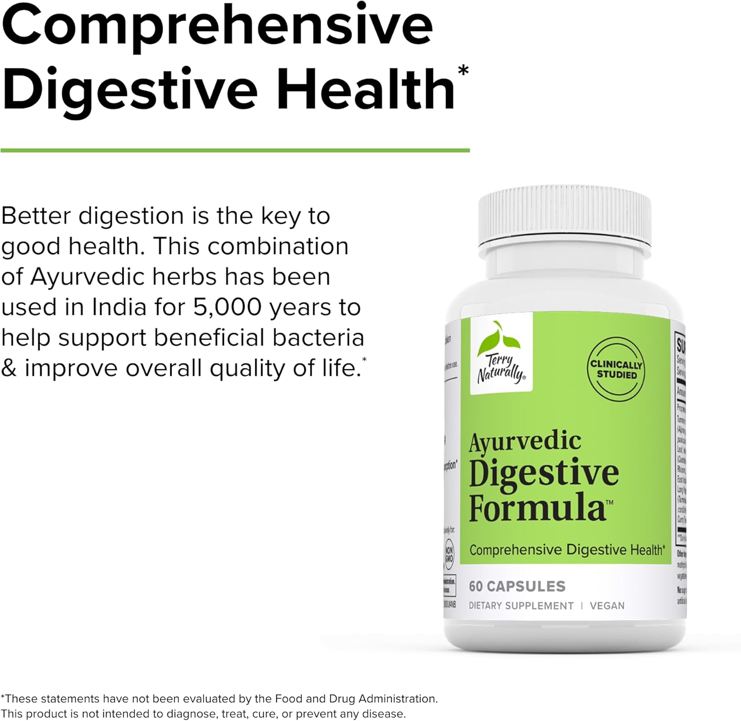 Ayurvedic Digestive Formula Capsules - Promotes Gut Health & Nutrient Absorption - Non-GMO, Vegan, Gluten Free - 60 count