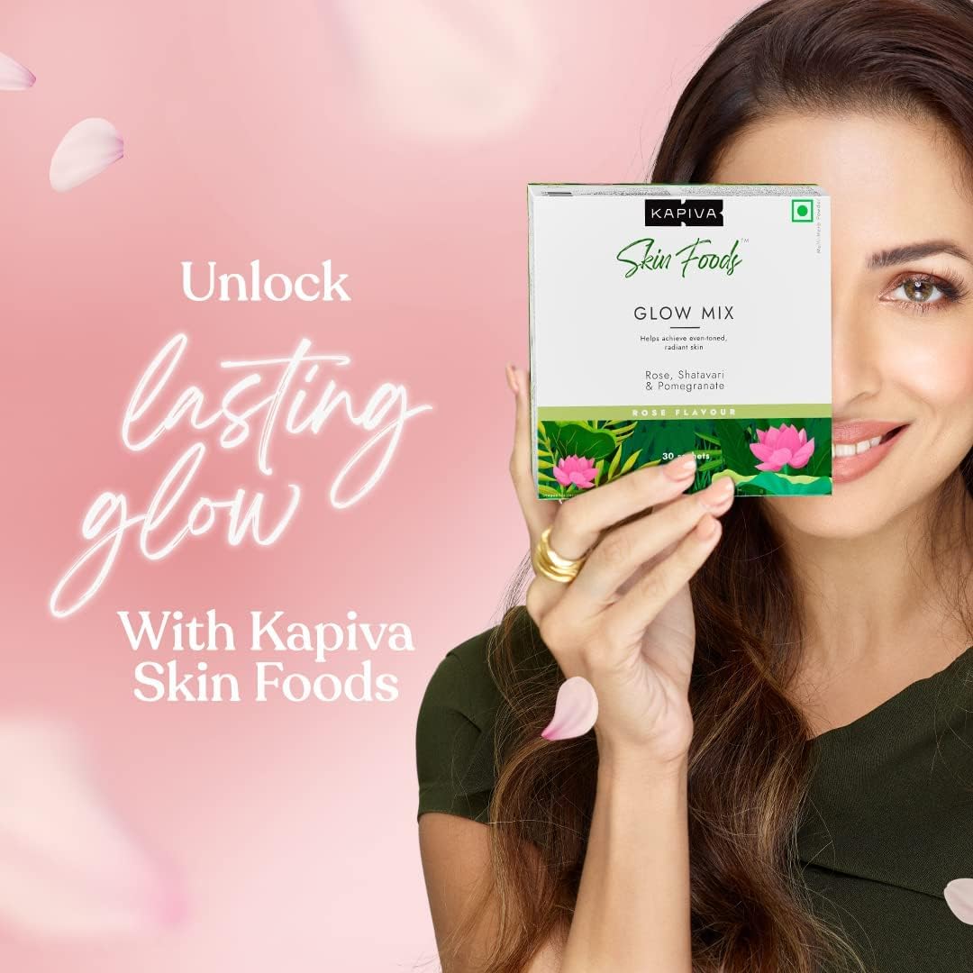 Ayurvedic Glow Mix Skin Supplement with Collagen Powder for Healthy and Glowing Skin (30 Sachets) by Kapiva Skin Foods
