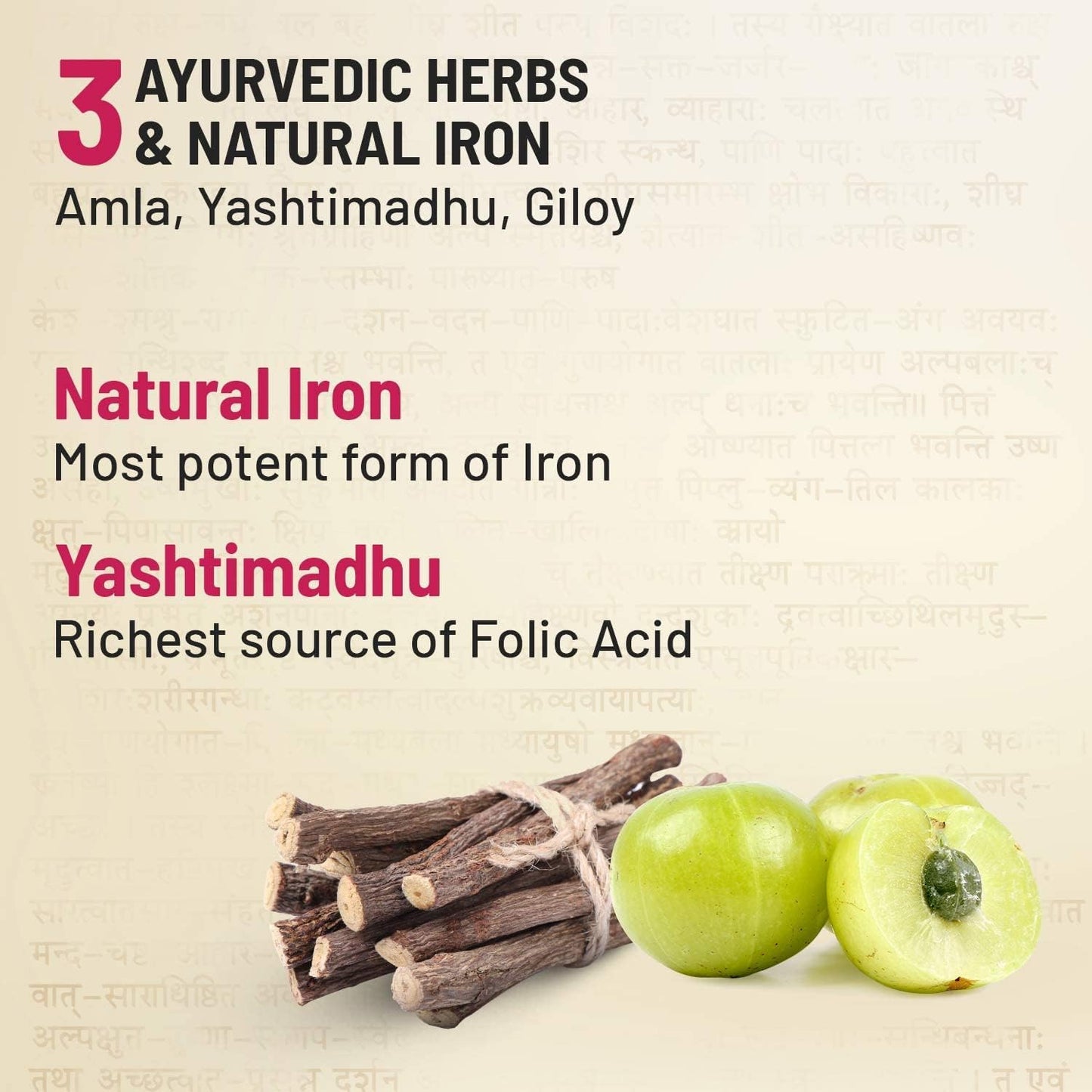 Ayurvedic Iron Folic Acid Supplement for Anemia & Pregnancy - Uxa Gynoveda Blood Builder with Calcium, B9, B12, Vitamin C - 60 Tablets