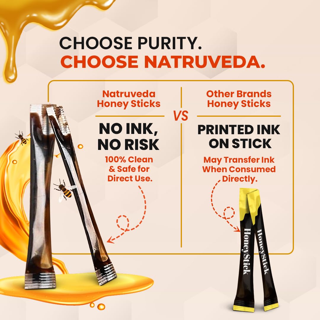 Ayurvedic Shilajit Infused Honey Sticks with Himalayan Shilajit Resin and Kashmiri Saffron - 10 Portable Sticks by Natruveda - USA Seller