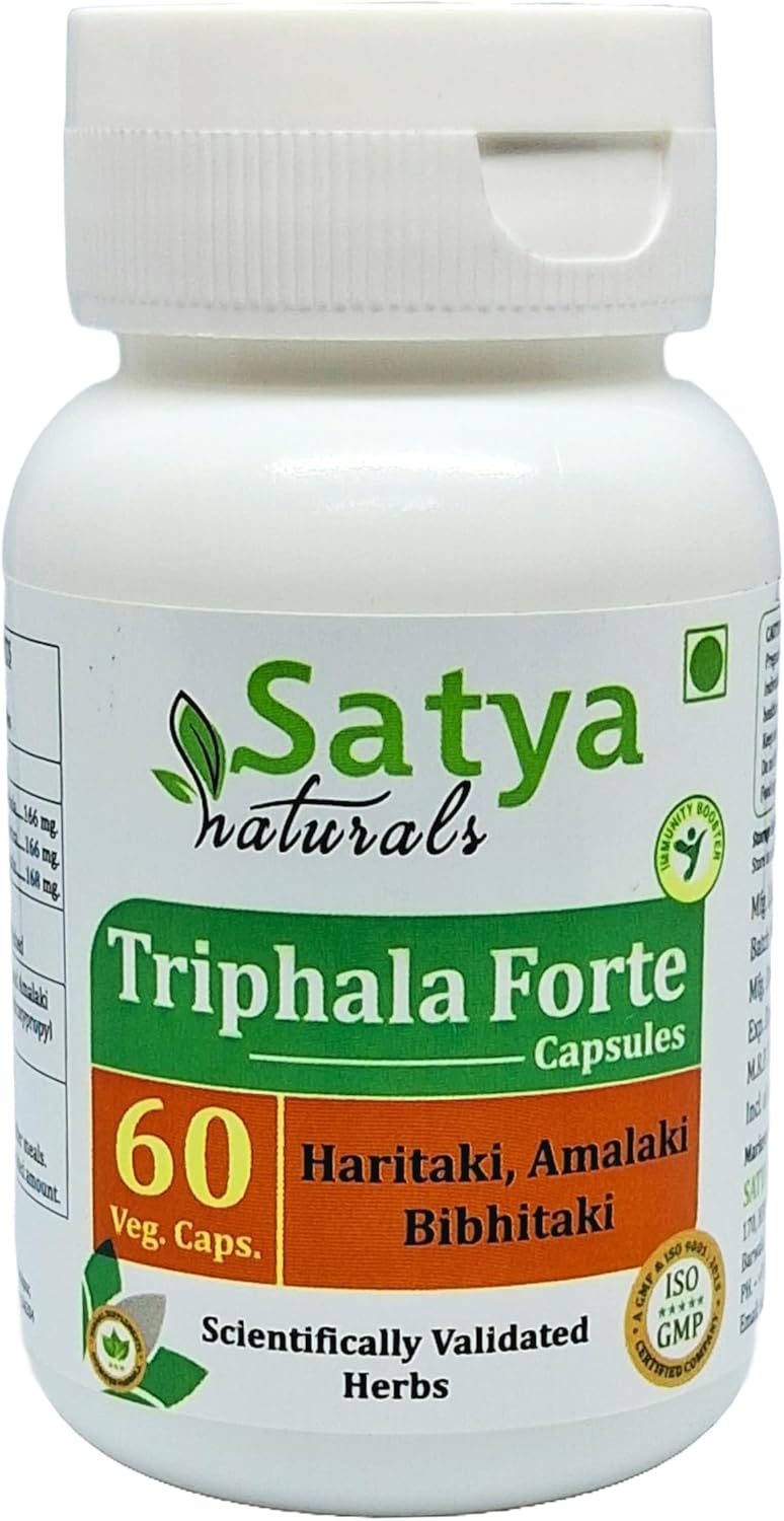 Ayurvedic Triphala Forte Capsules 500mg | Amalaki, Haritaki, Bibhitaki Extract | Herbal Supplement for Men and Women | 240 Capsules in 4 Bottles