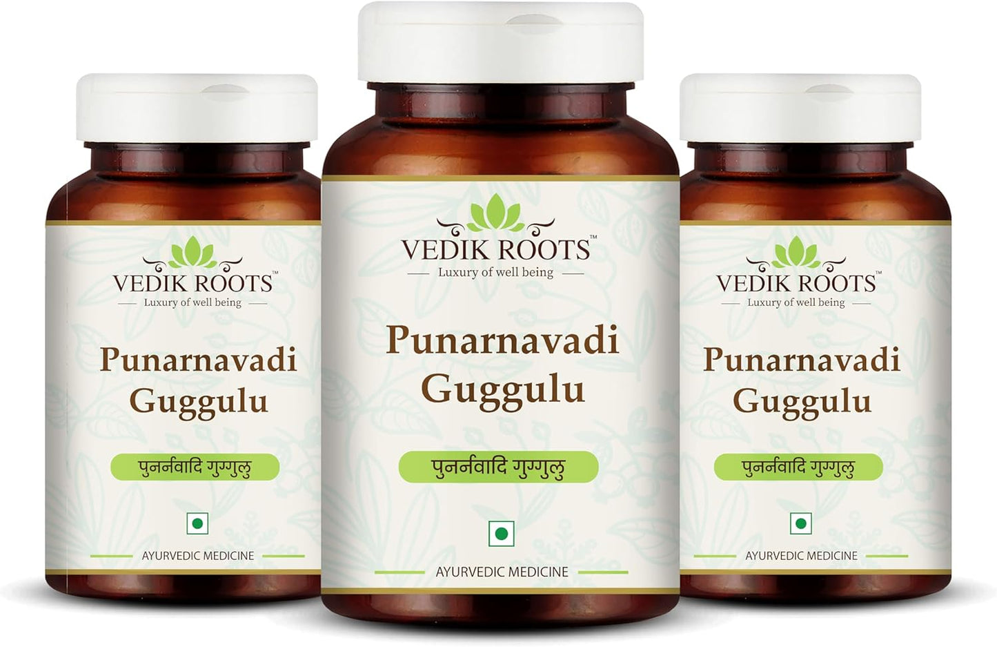 Ayurvedic VEDIKROOTS Punarnavadi Guggulu Tablets for Kidney & Liver Health | Promotes Fluid Balance & Wellness | Herbal Supplement with 180 Tablets