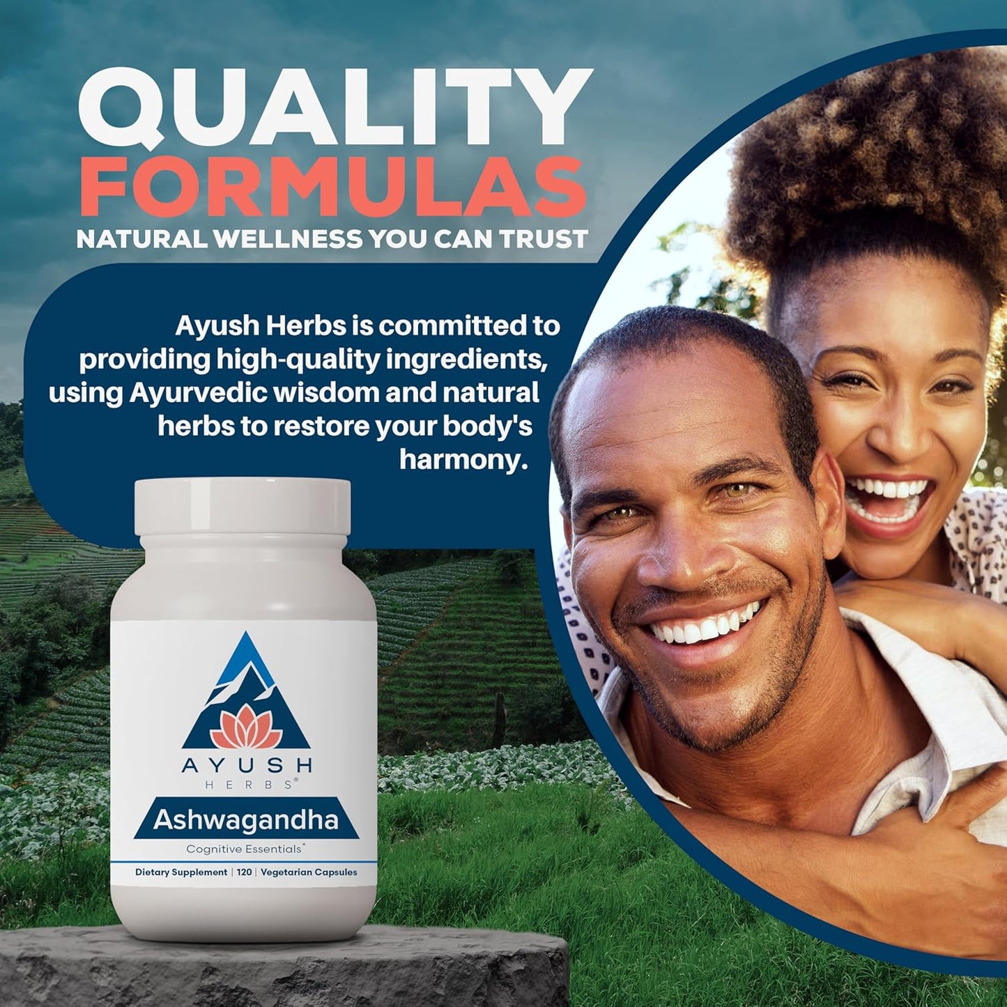 Ayush Herbs Ashwagandha Capsules - Pure Ashwagandha Root Powder for Stress Relief - 120 Vegetarian Caplets