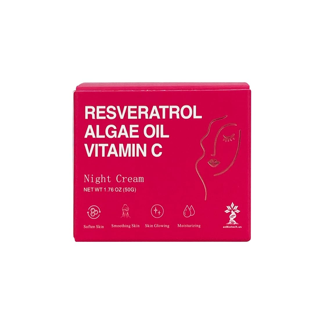 AZ BIOTECH Resveratrol, Algae Oil & Vitamin C Night Cream - 1.69 fl, Anti-aging & Moisturizing Formula