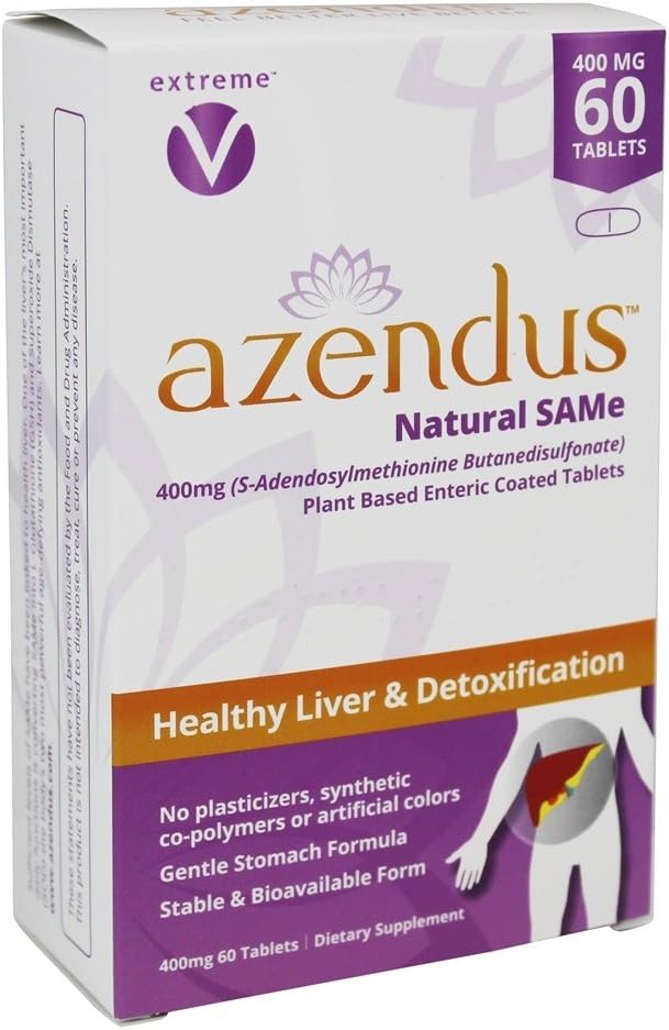 Azendus Natural SAM-e 400mg for Liver Health - 60 Count, Pharmaceutical Grade, Fast Absorption, Pure & Stable Formula