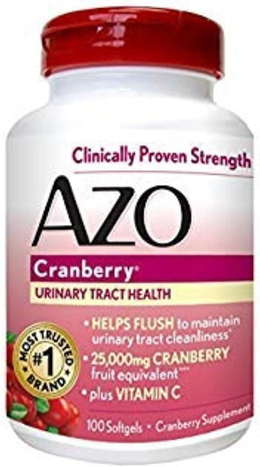 AZO Cranberry Urinary Tract Health Supplement, 25,000mg Cranberry Fruit Equivalent, Pack of 2 - Save on Bulk Purchases