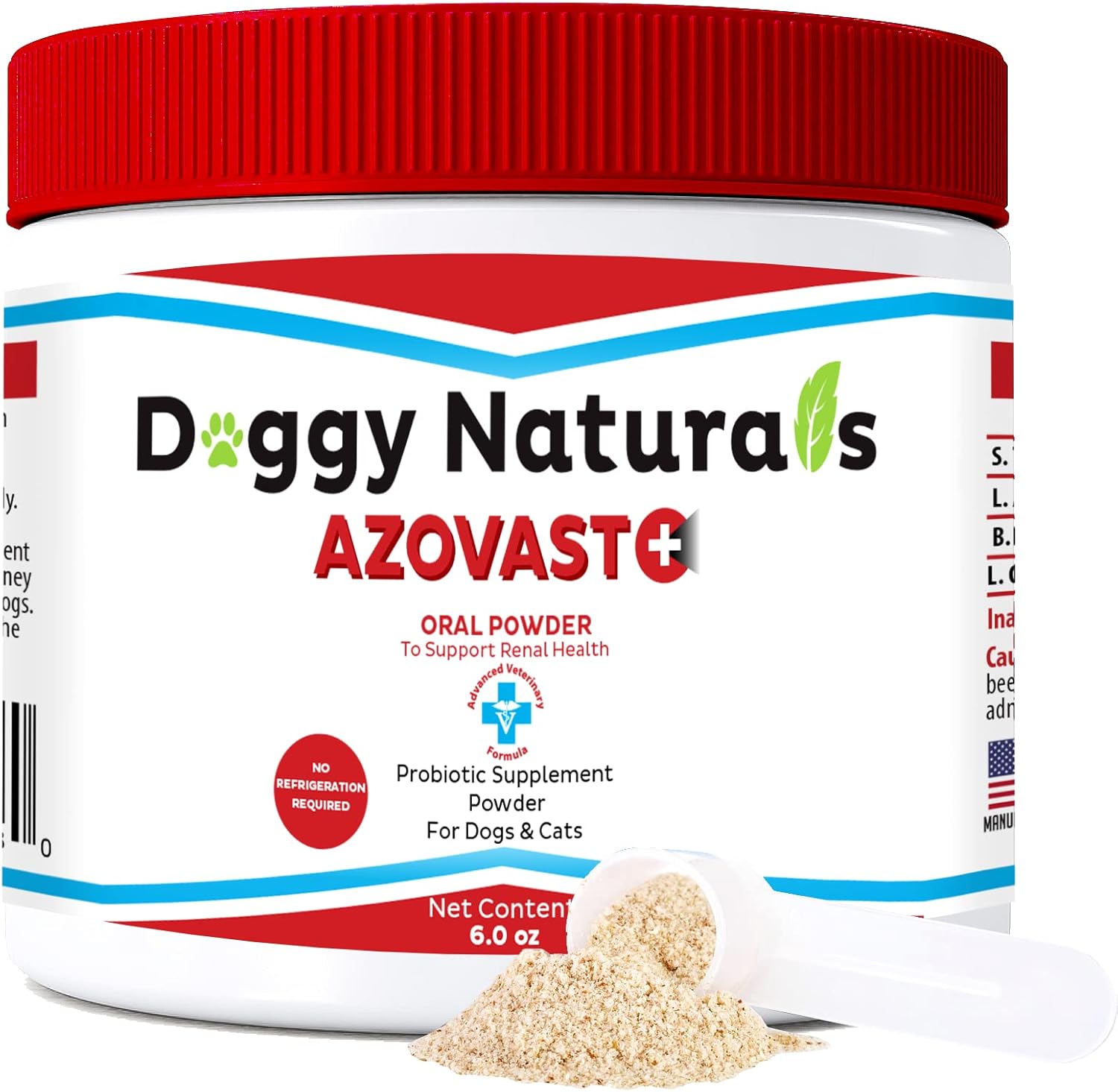 Azovast Plus Kidney Health Supplement for Dogs & Cats - Oral Powder (6 Oz) - Supports Kidney Function - Made in USA