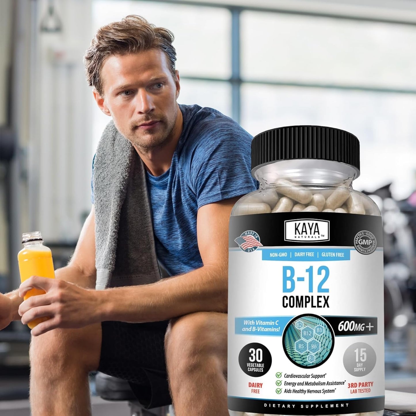 B-12 Complex Multivitamin Supplement for Energy and Metabolism Boost - 30 Capsules for Women & Men