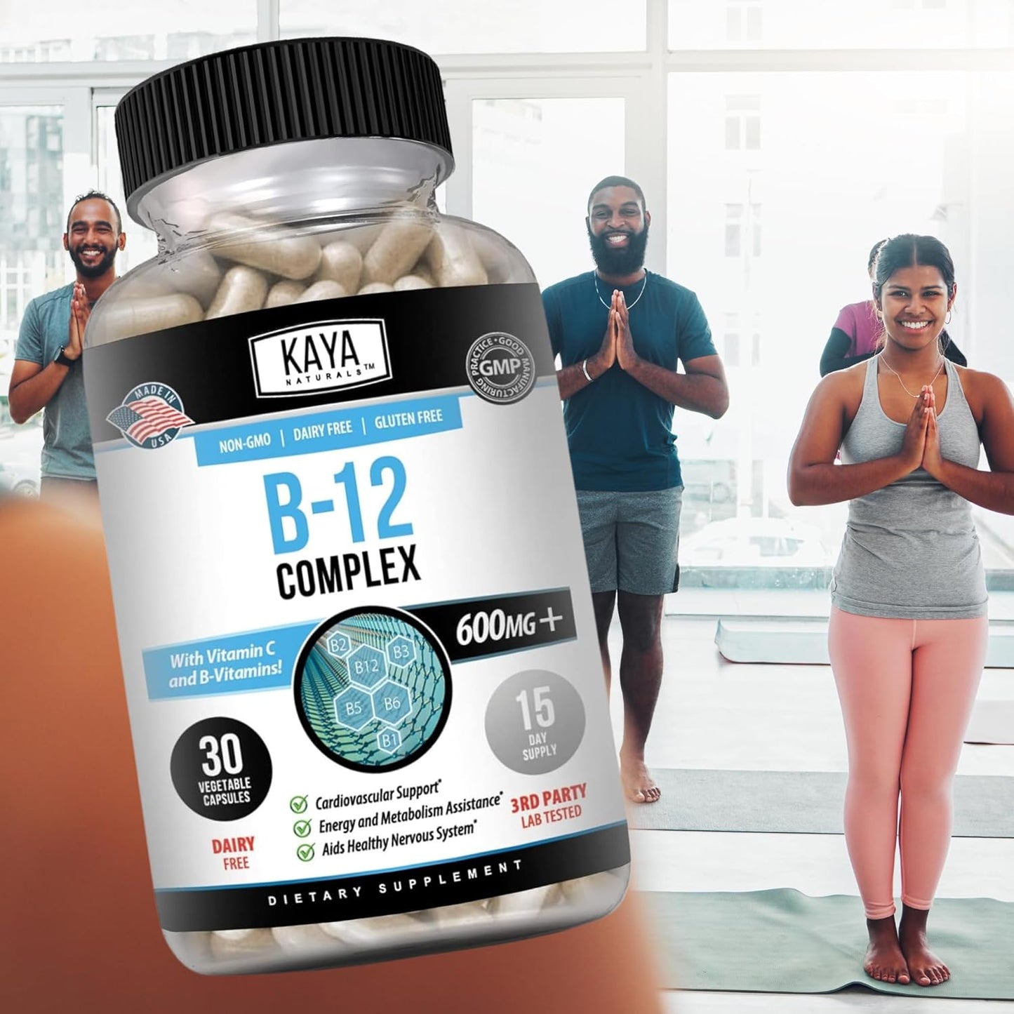 B-12 Complex Multivitamin Supplement for Energy and Metabolism Boost - 30 Capsules for Women & Men