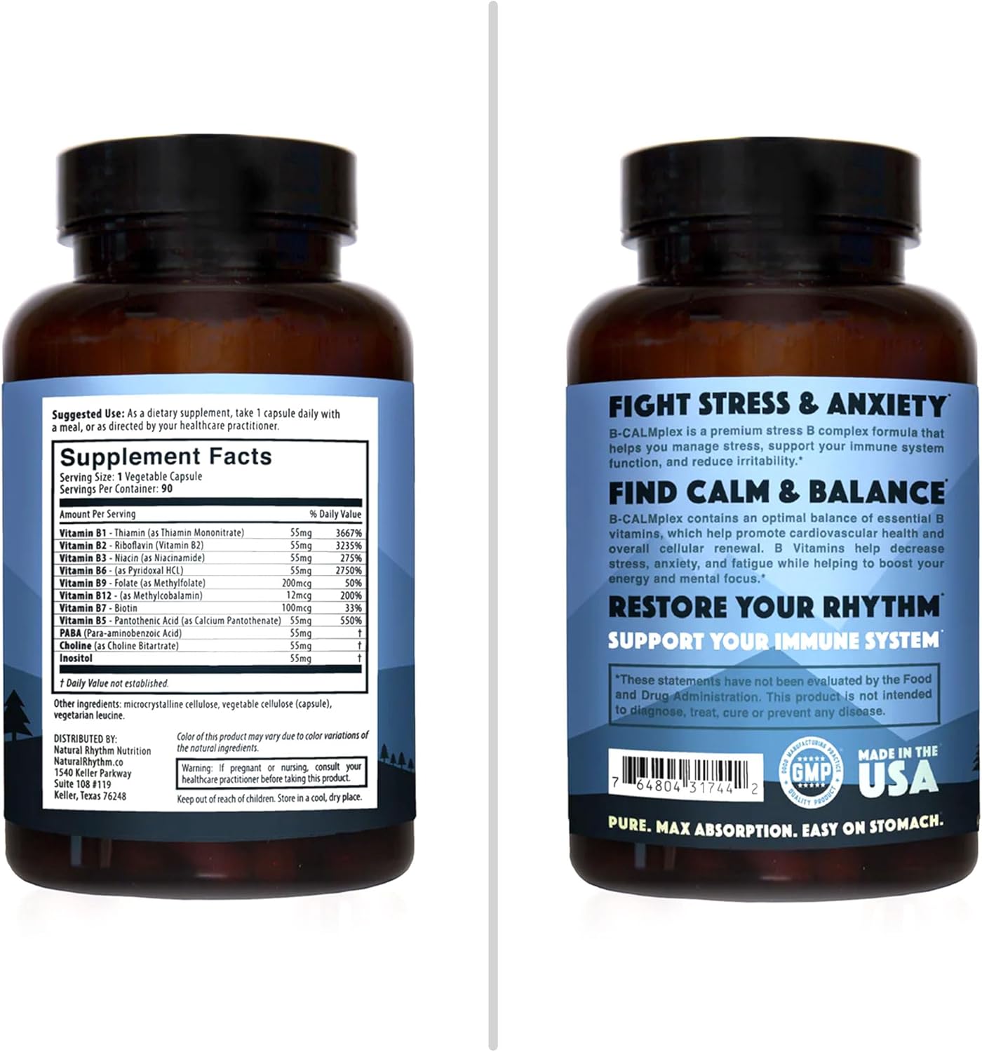 B-CALMplex Nerve Function Support, Unique B Vitamin Blend, 90 Capsules, 3 Month Supply