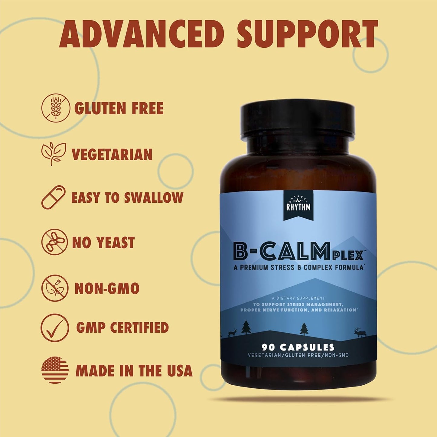 B-CALMplex Nerve Function Support, Unique B Vitamin Blend, 90 Capsules, 3 Month Supply