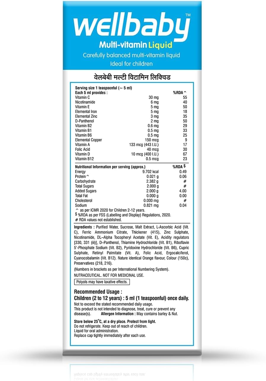 Baby Multivitamin Liquid 200ml | 6.76 Fl Oz - Walbaby (1 Pack)