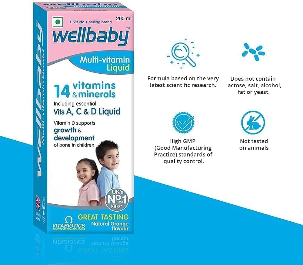 Baby Multivitamin Liquid 200ml | 6.76 Fl Oz - Walbaby (1 Pack)