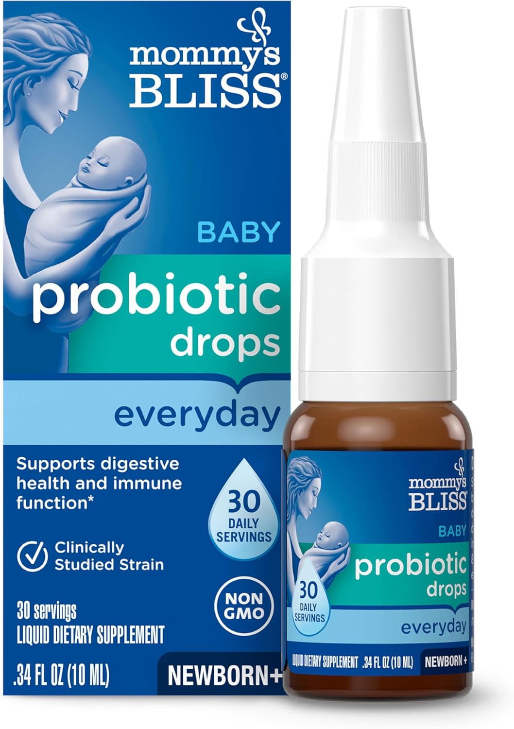 Baby Probiotic Drops for Gas, Constipation, Colic Relief + Immune Support, 0.34 Fl Oz
