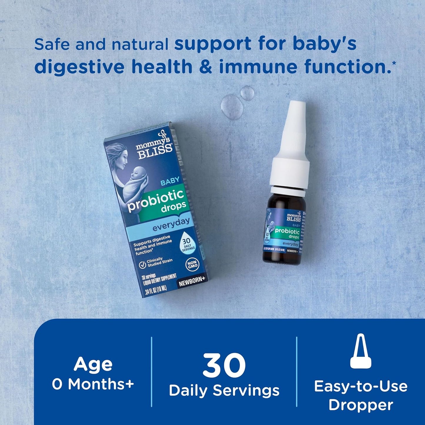 Baby Probiotic Drops for Gas, Constipation, Colic Relief + Immune Support, 0.34 Fl Oz