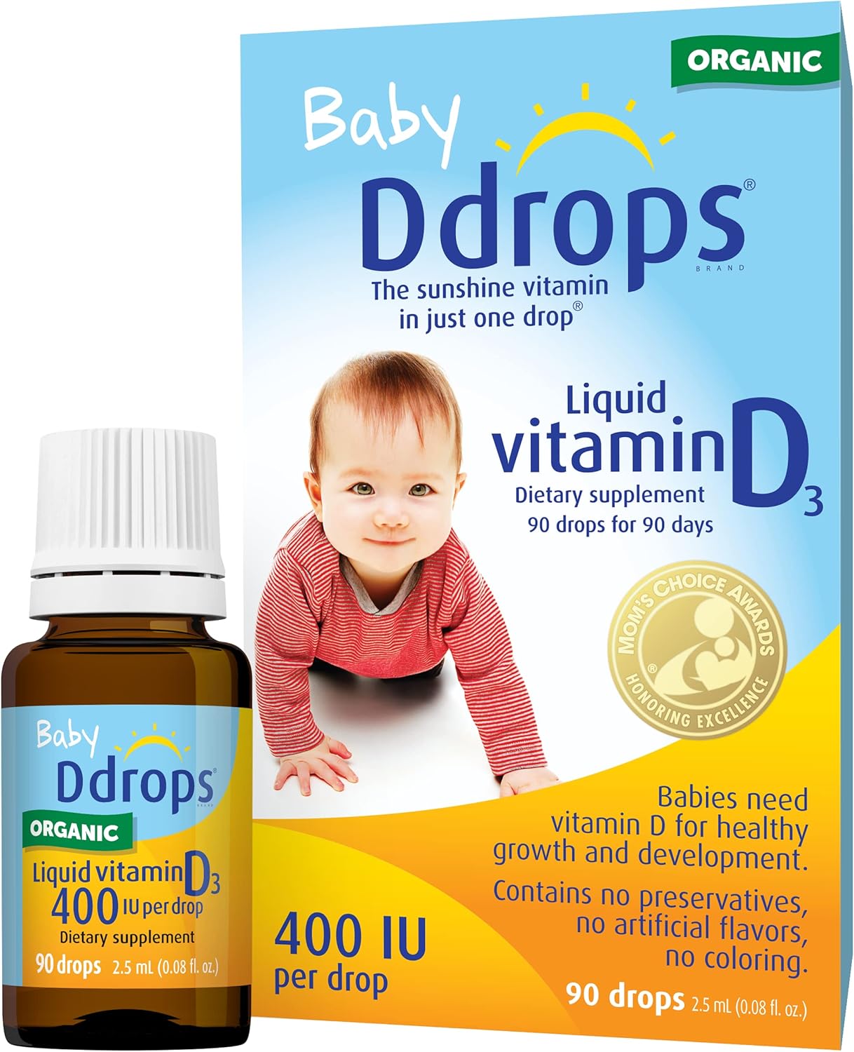Baby Vitamin D3 Liquid Supplement - 400 IU (90 Drops) - 2.50 mL Dropper