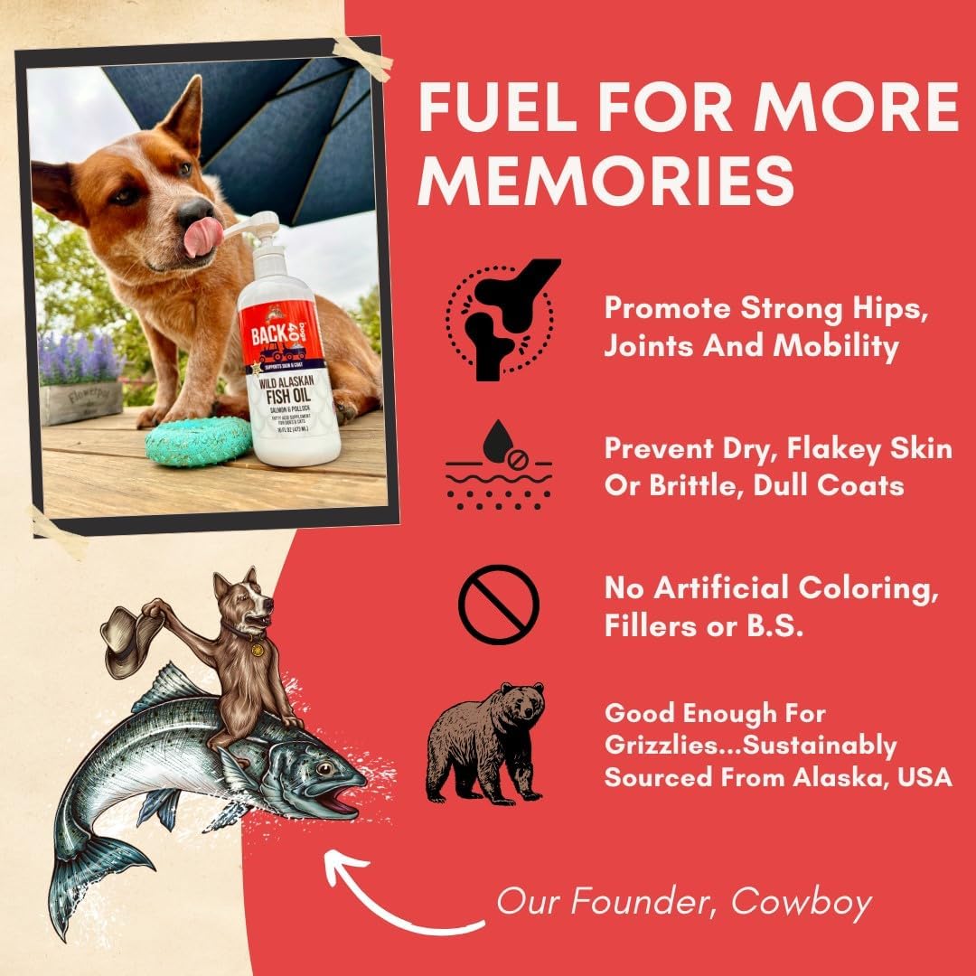 Back 40 Dogs Wild Alaskan Fish Oil for Dogs and Cats - Skin and Coat Supplement with Omega-3 Salmon and Pollock Oil - 16 fl oz