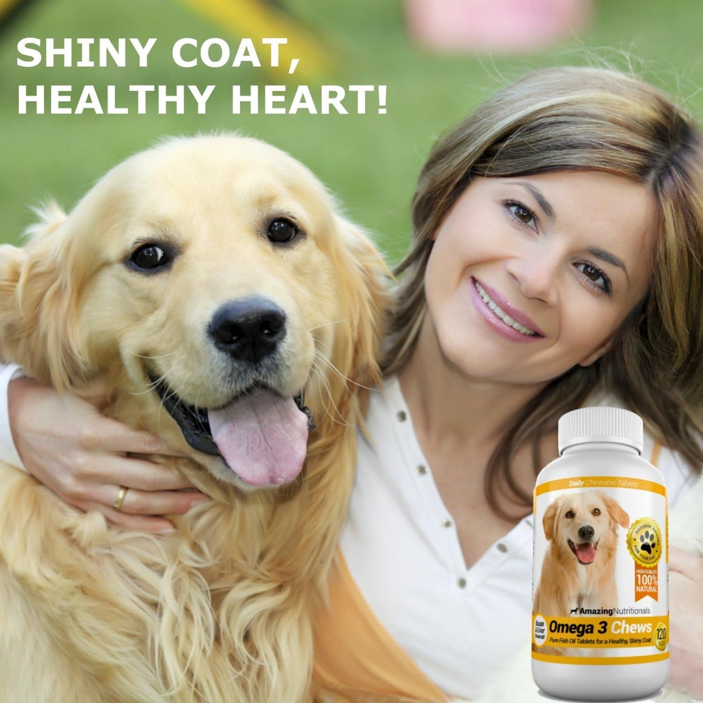 Bacon Flavored Omega 3 Fish Oil Supplement for Dogs with Itchy Skin Relief and Healthy Coat - 120 Chews