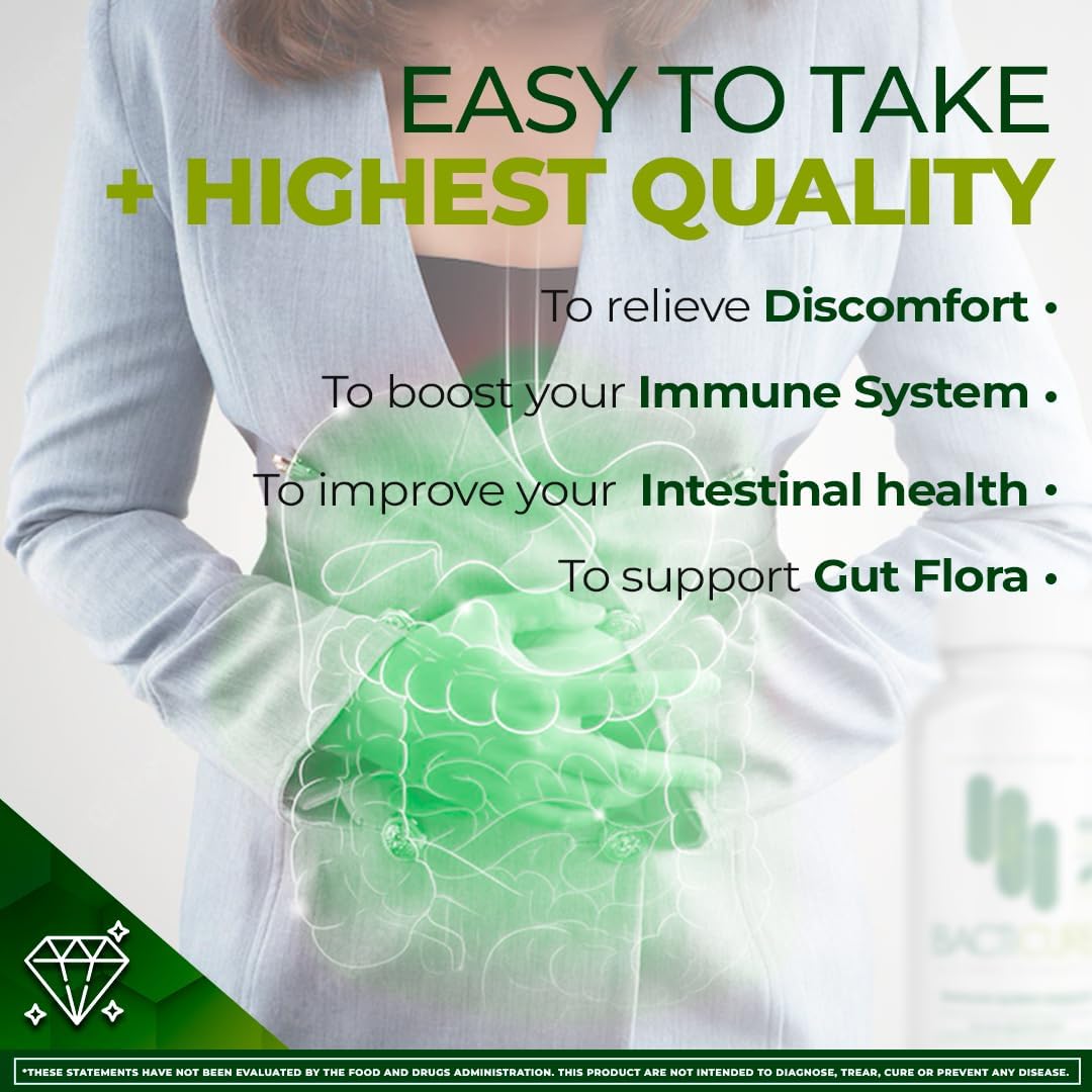 Bacticure High CFU Probiotic Capsules for Digestive & Vaginal Health - 180 Caps, Prebiotics, Enzymes, Immune Support - Men & Women Friendly