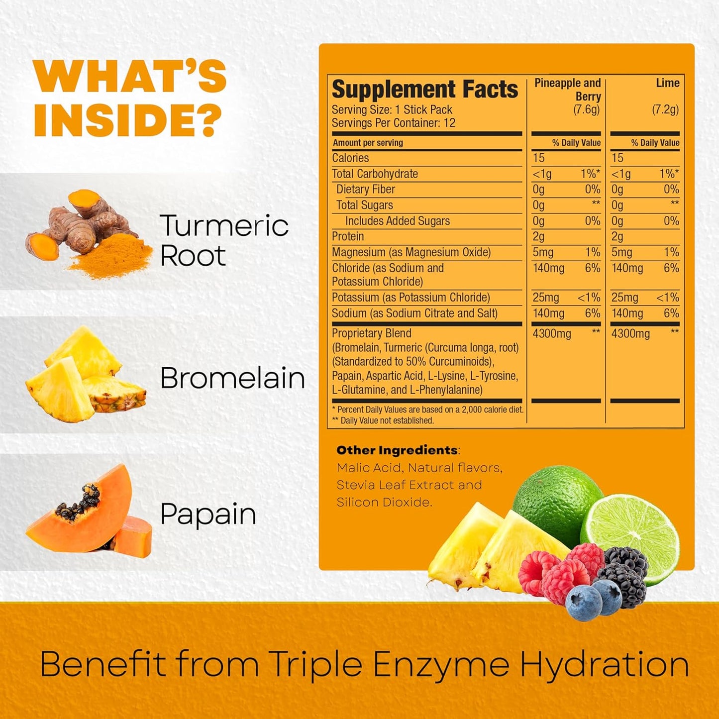 BALA Enzyme Hydration & Sugar-Free Electrolyte Drink Mix Variety Pack with Turmeric, Bromelain, Papain for Recovery, Immunity, and Mobility - 12 Count 0.25oz Packets