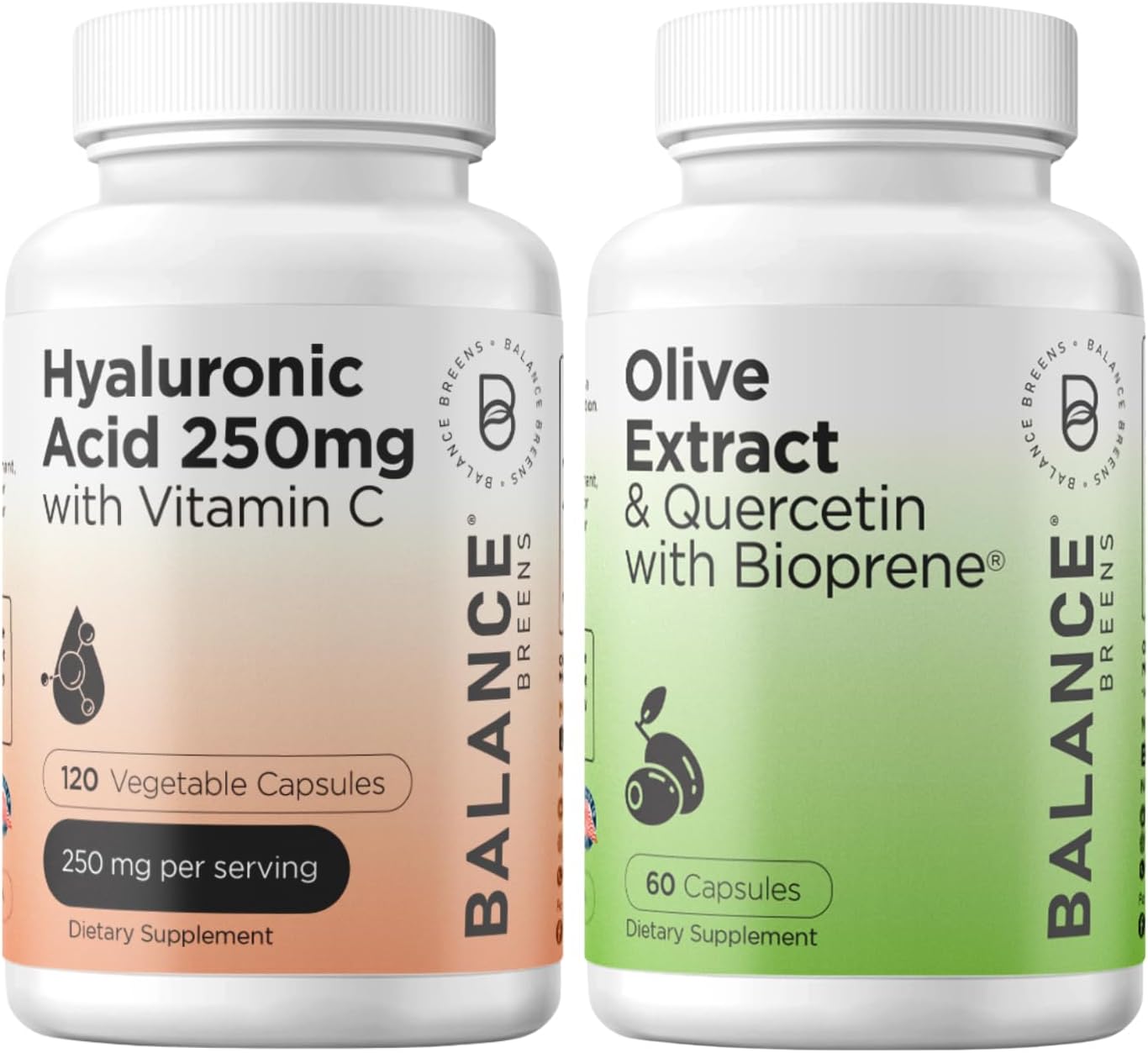 Balance Breens Pure Hyaluronic Acid & Vitamin C Immunity Booster Supplement with Olive Leaf Extract & Quercetin