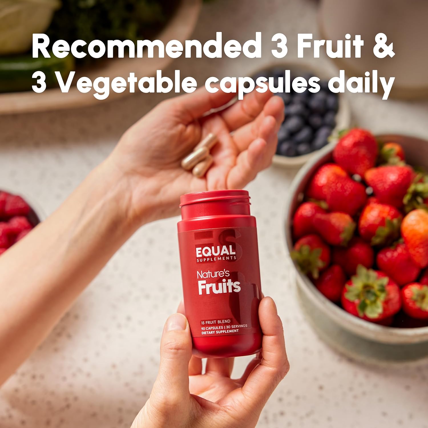 Balance Your Body with Equal Supplements Fruits Capsules - 90 Count - Natural Superfood for Adults - 1 Month Supply