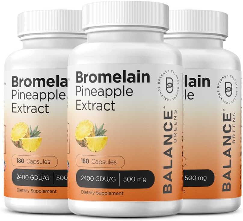 Balancebreens Bromelain 500mg Capsules - Pineapple Enzyme for Digestion & Joint Health (180 Count)