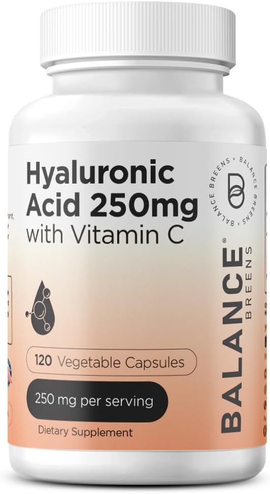 Balancebreens Pure Hyaluronic Acid 250mg with Vitamin C & Zinc Supplement Combo - Boost Skin Health & Immunity