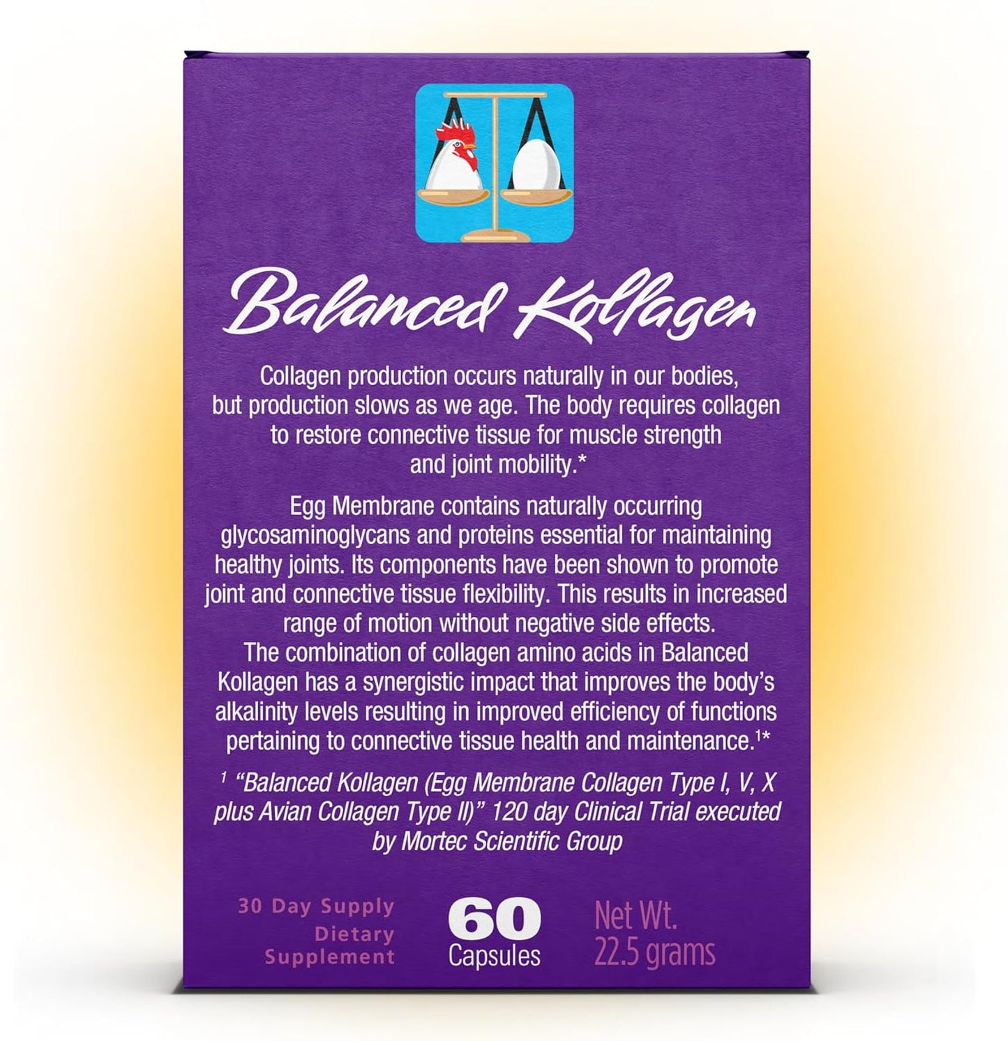 Balanced Kollagen: Eggshell Membrane & Avian Collagen Supplement for Joint Health - Types I, II, V, X Collagen