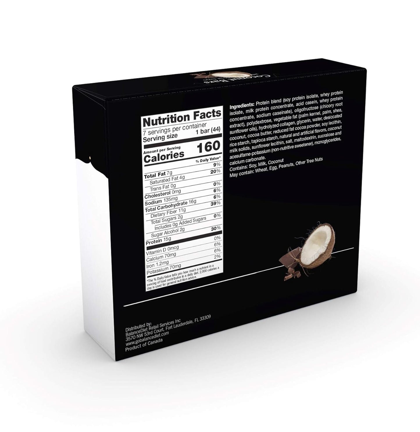 BalanceDiet™ Coconut Crunch Protein Bar Box - 15g Protein, Low Carb - Pack of 7 Bars