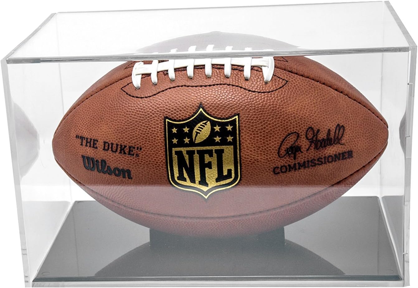 BallQube Football Display Case with UV Protection and Gloss Black Stand - Ideal for Autographed Memorabilia