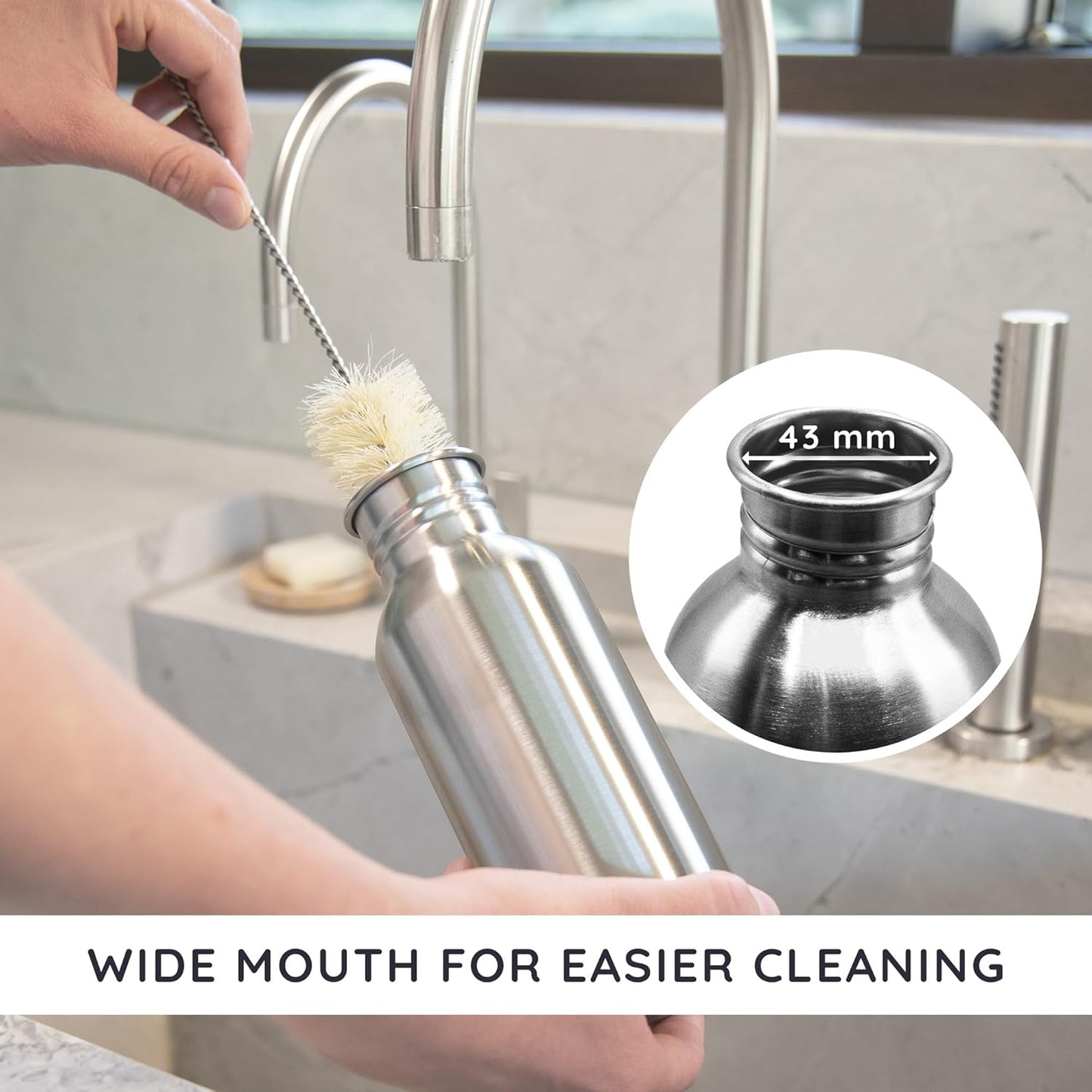 Bambaw Stainless Steel 24 oz Water Bottle - Reusable, Leakproof, BPA Free - Perfect for Travel, Hiking, Yoga - Dishwasher Safe