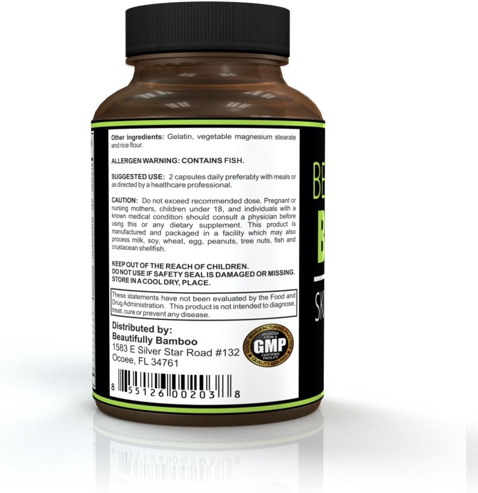 Bamboo Ultra Vitamin Capsules for Skin, Hair, and Nail Growth with Biotin, Silica, Amino Acids - 60 Capsules