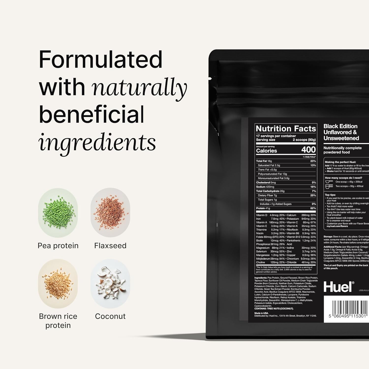 Banana 40g Vegan Protein Powder - Huel Black Edition | Nutritionally Complete Meal with 27 Vitamins and Minerals | Gluten Free - 17 Servings