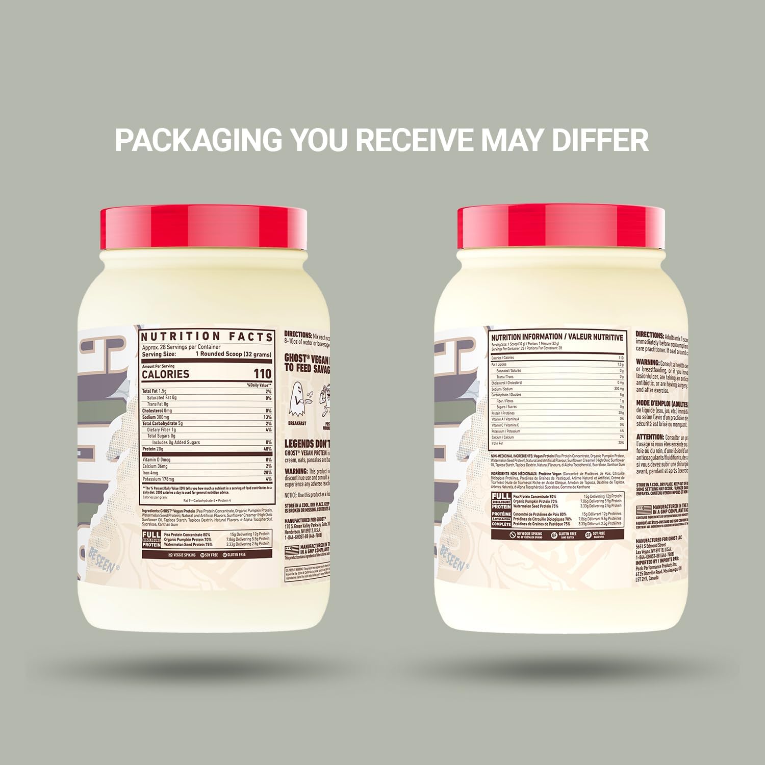 Banana Pancake Batter GHOST Vegan Protein Powder - 2lb, 20g Protein - Plant-Based Pea & Organic Pumpkin - Post Workout & Nutrition Shake