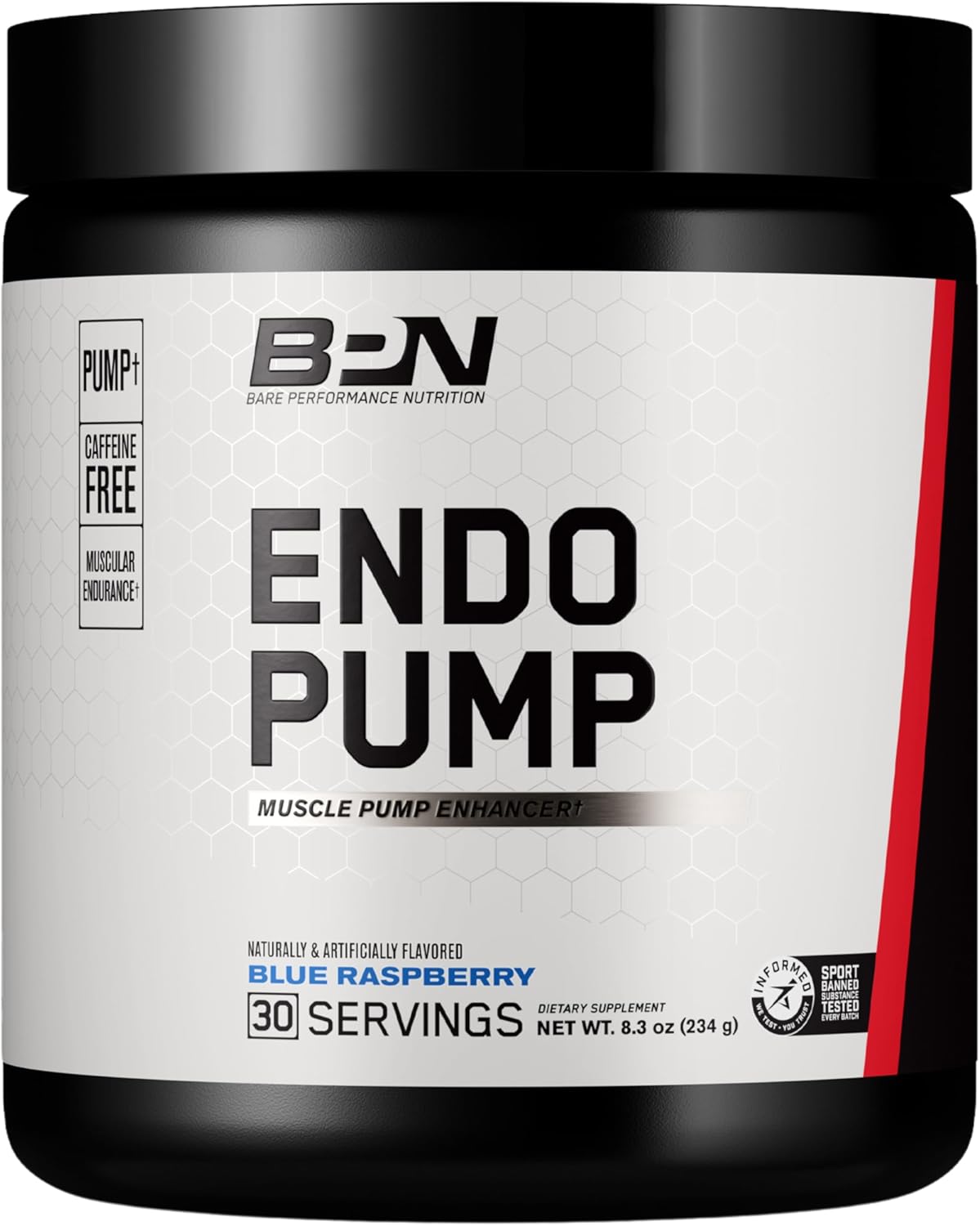 Bare Performance Nutrition BPN Endo Pump Pre-Workout Enhancer - Blue Raspberry, Boosts Muscle Pump & Oxygen Flow