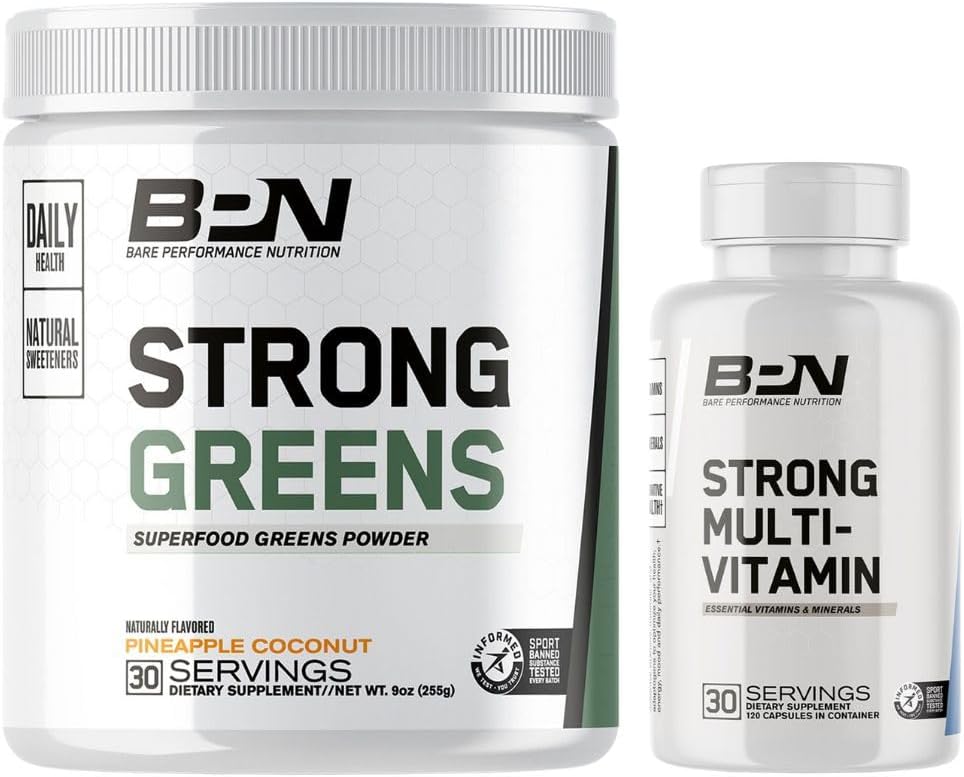 BARE PERFORMANCE NUTRITION BPN Strong Greens and Multi-Vitamin Combo Pack for Optimal Performance and Health