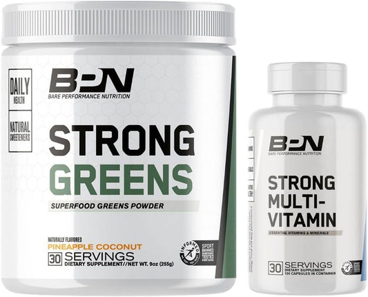 BARE PERFORMANCE NUTRITION BPN Strong Greens and Multi-Vitamin Combo Pack for Optimal Performance and Health