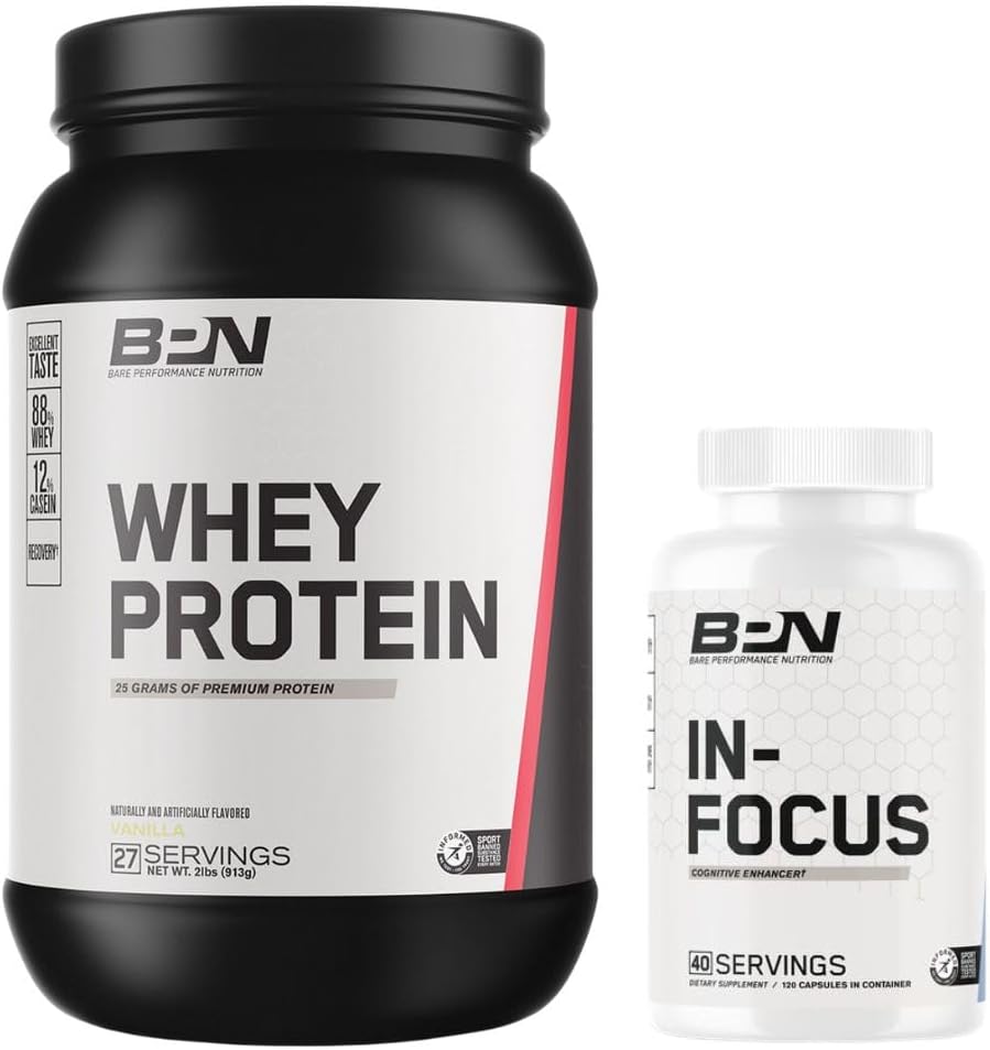 Bare Performance Nutrition BPN Whey Protein Powder and Cognitive Support Bundle - Boost Your Performance Now!
