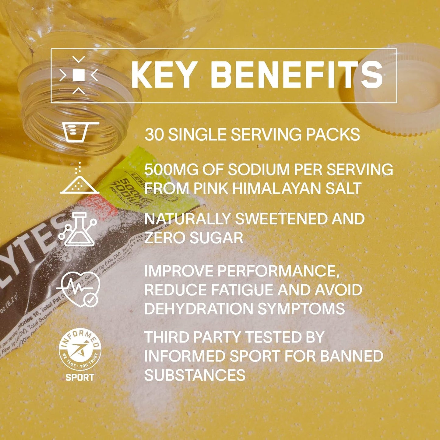 BARE PERFORMANCE NUTRITION Electrolytes Go Packs - Sugar Free Hydration Drink Mix - Salted Watermelon Flavor - 30 Servings