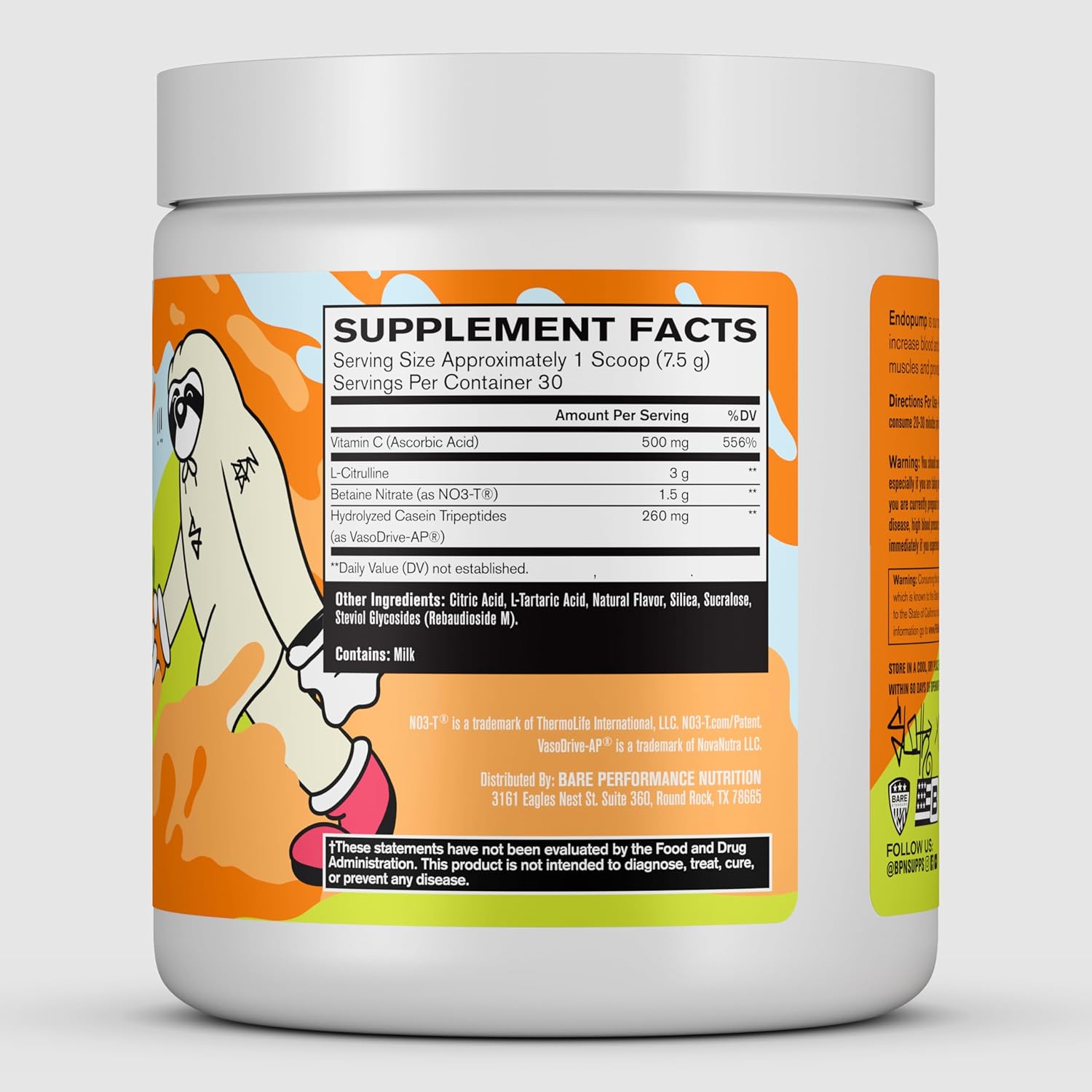 Bare Performance Nutrition EndoPump Pre-Workout Enhancer with L-Citrulline - Mango Flavor, 30 Servings