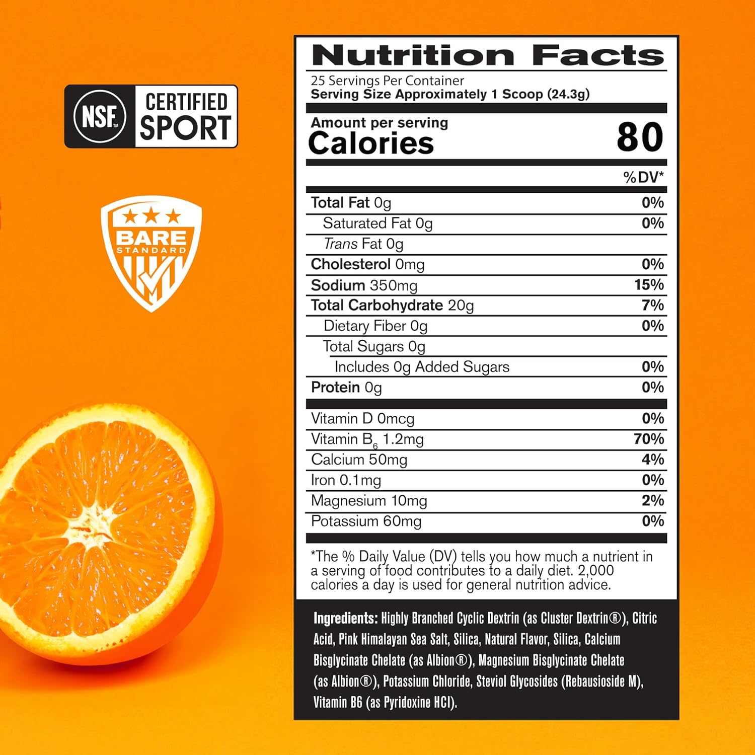BARE PERFORMANCE NUTRITION G.1.M Sport Endurance Formula with Electrolytes and Cluster Dextrin - Orange Flavor