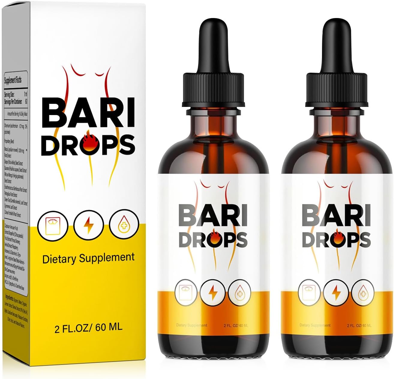 Bari Liquid Drops GLP-1 Supplement, Extract Formula for 30 Days, 2 Fl Oz Twin Pack