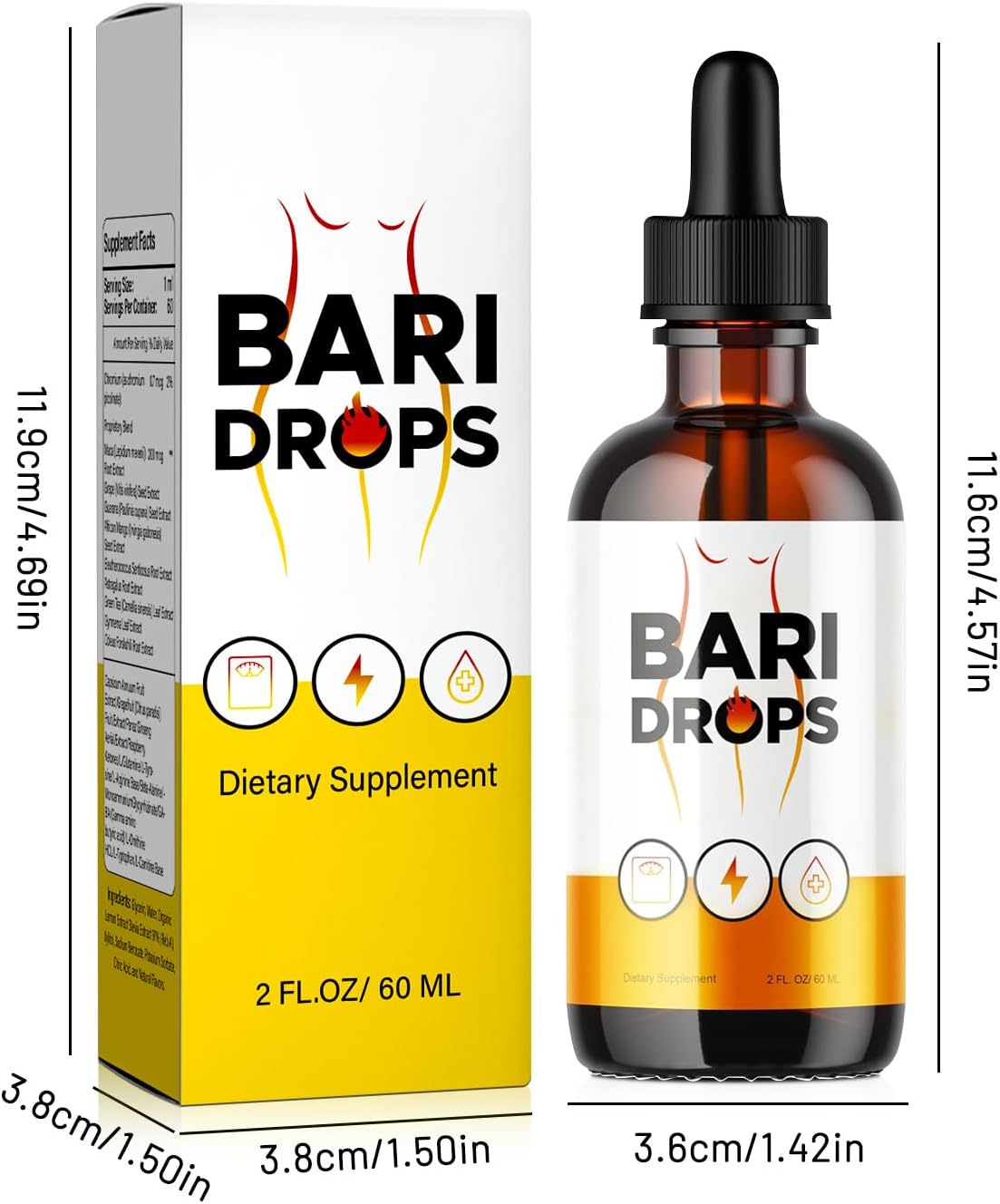 Bari Liquid Drops GLP-1 Supplement, Extract Formula for 30 Days, 2 Fl Oz Twin Pack