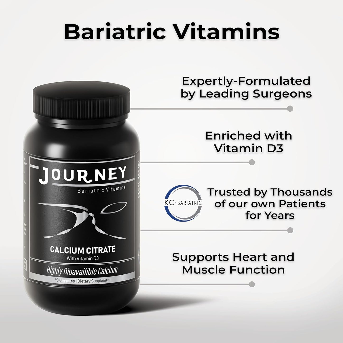 Bariatric Calcium Capsules with Vitamin D3 for Bone Strength and Surgery Recovery
