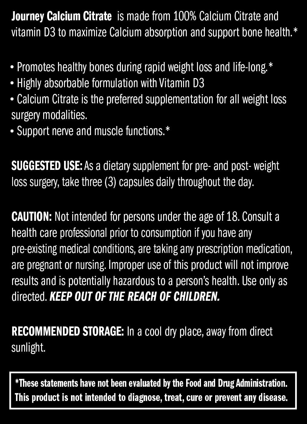 Bariatric Calcium Capsules with Vitamin D3 for Bone Strength and Surgery Recovery