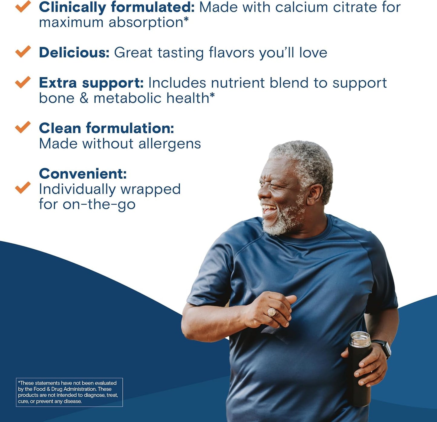 Bariatric Fusion Calcium Citrate Chews with Vitamin D3 - 500mg Sugar-Free Chewables, Caramel Flavor - 60 Count