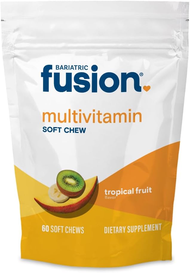 Bariatric Fusion Soft Chew Multivitamin - Tropical Fruit Flavor - 60 Count - Post-Surgery Support for Bariatric Patients - Gastric Bypass & Sleeve Gastrectomy - 1 Month Supply
