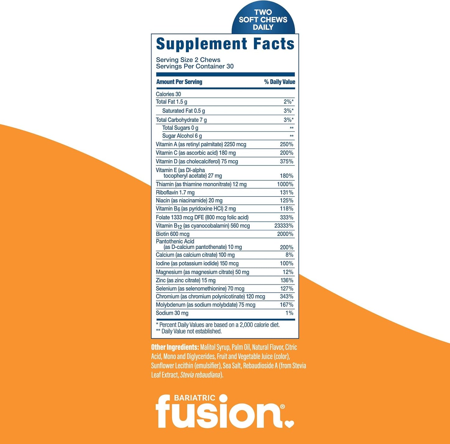 Bariatric Fusion Soft Chew Multivitamin - Tropical Fruit Flavor - 60 Count - Post-Surgery Support for Bariatric Patients - Gastric Bypass & Sleeve Gastrectomy - 1 Month Supply